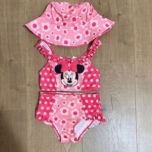 Disney Minnie Mouse Pink Floral Kids Bikini Set